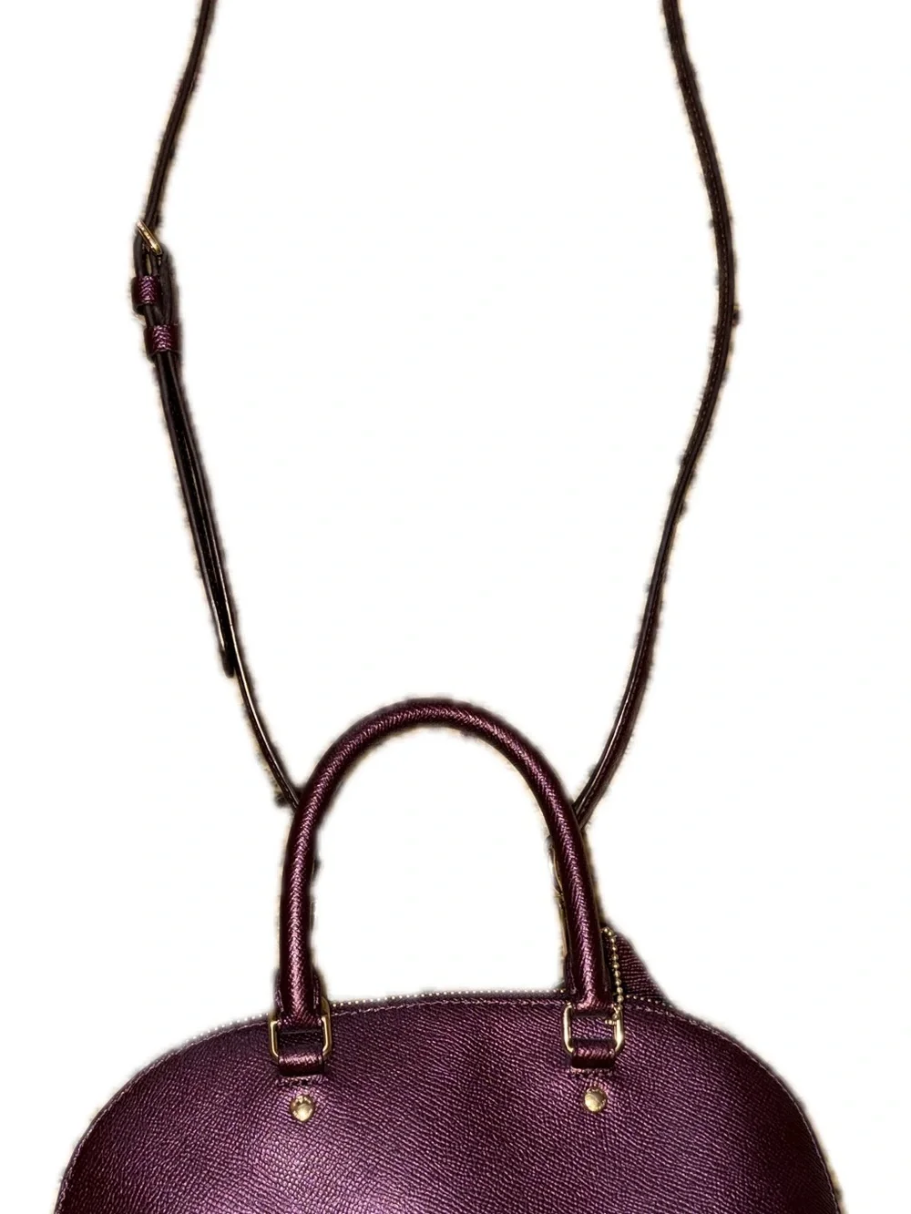 Coach Pebbled Dome Satchel in Plum with Gold Hardware